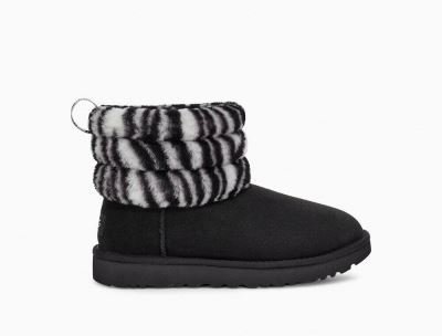 UGG Fluff Mini Quilted Zebra Classic Boots for Womens - Black India